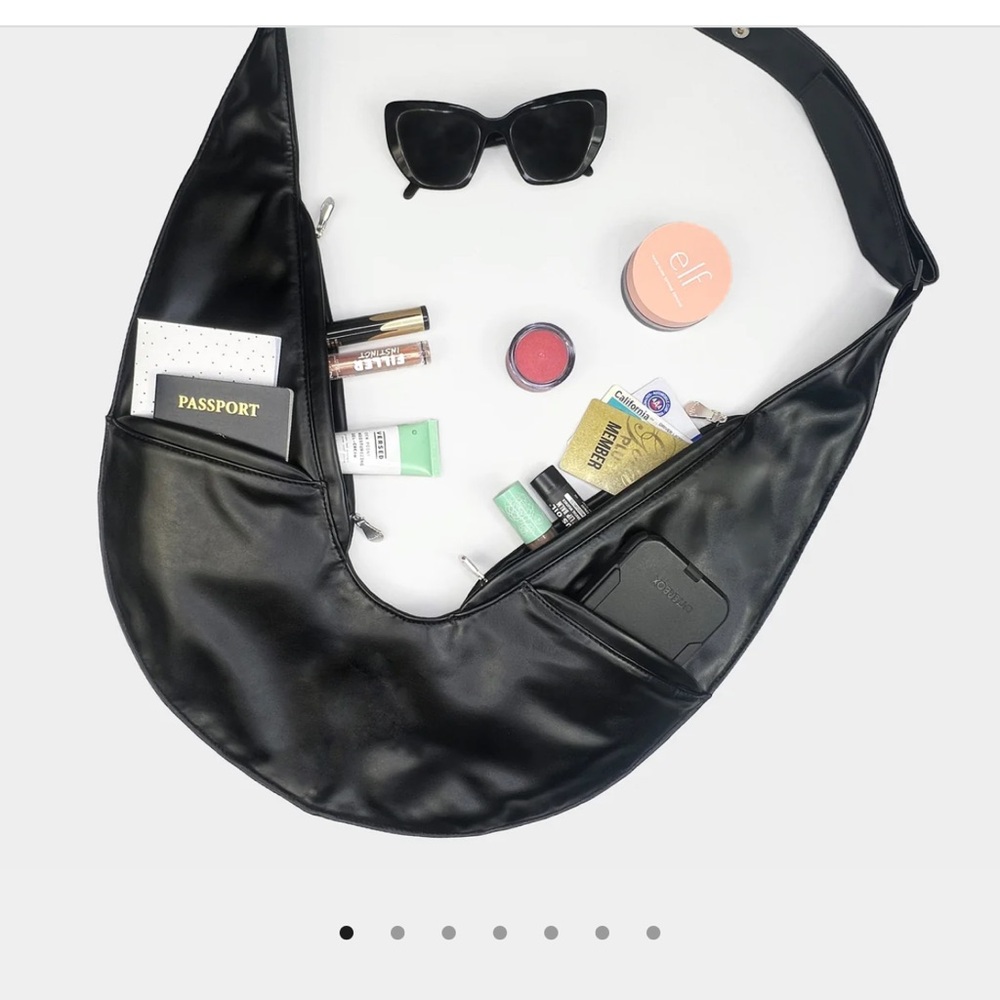 Black Faux Leather Sash Bag